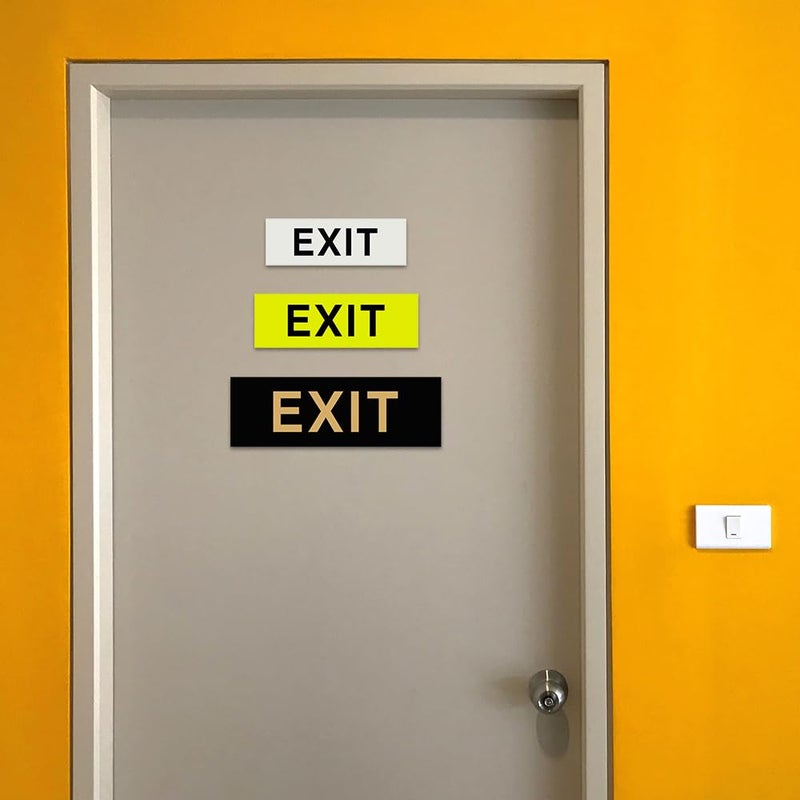All Quality Basic Exit Wall or Door Sign - Simple & Clear To Ensure Safety | Easy to Install - Brushed Gold - Medium (1 Pack) - Image 2